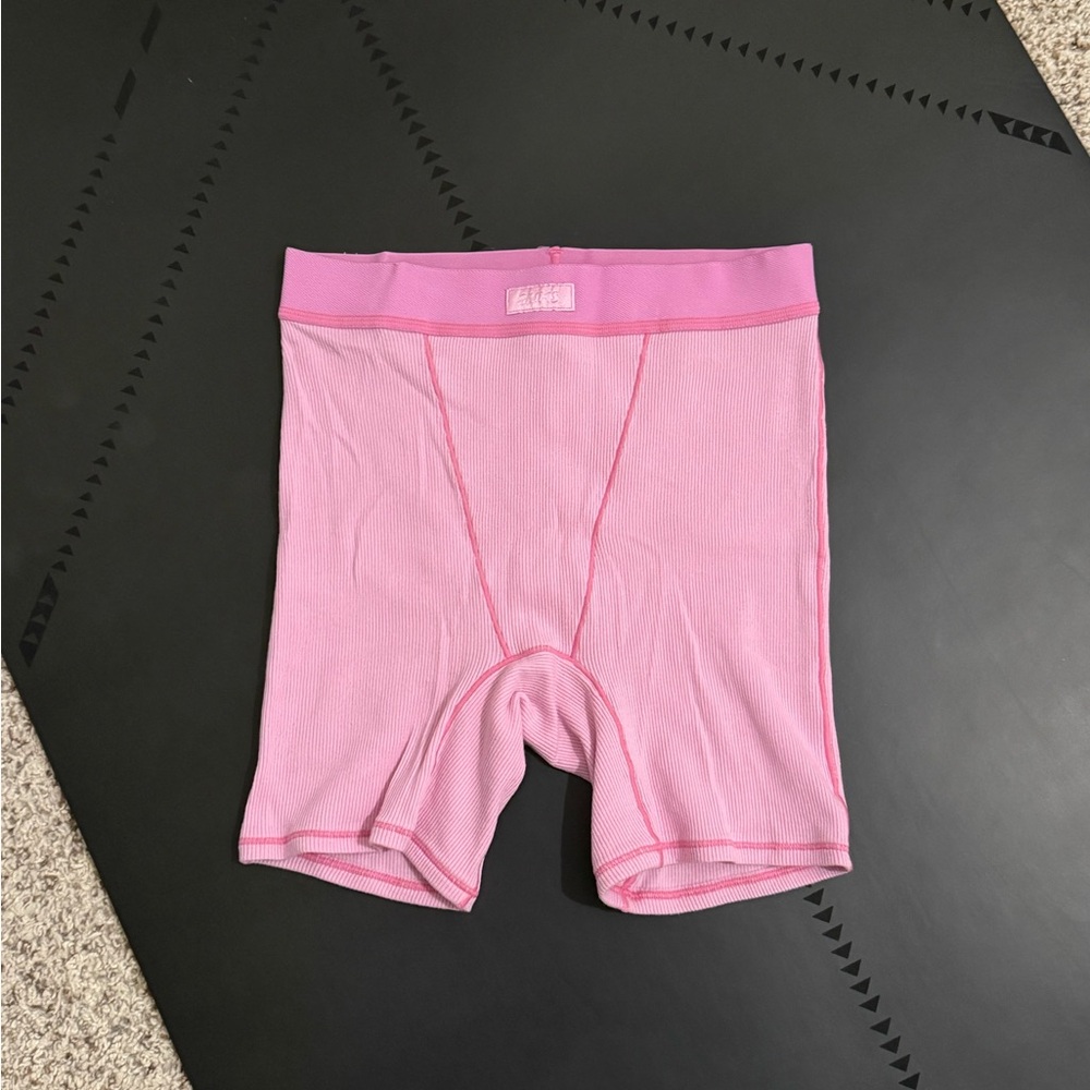 Skims Pink Cotton Rib Boxer Shorts
